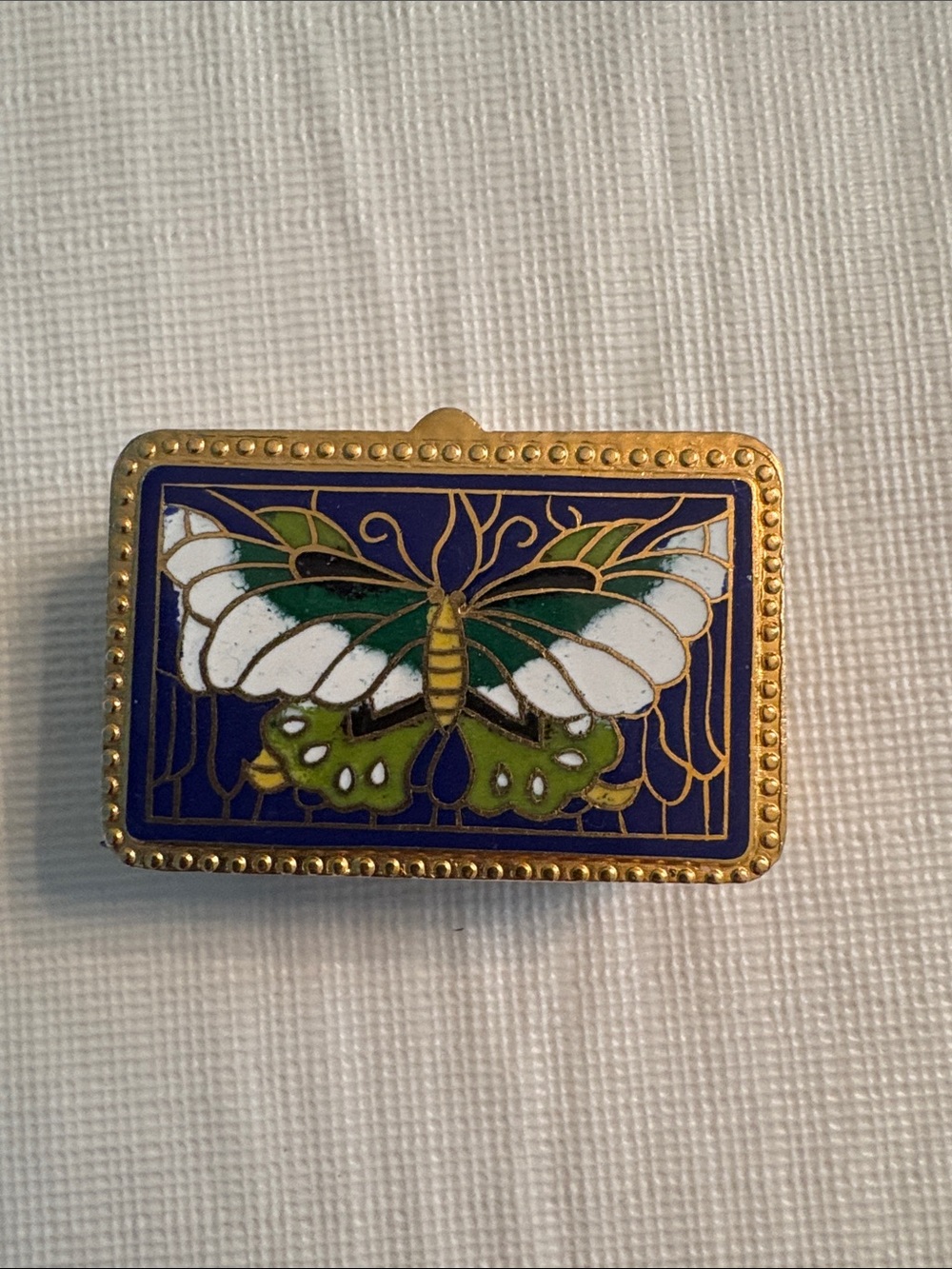 Butterfly Enamel Trinket Box - Blue and Green